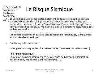 le risque sismique
