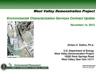 Environmental Characterization Services Contract Update November 14, 2012