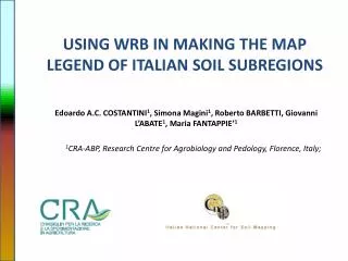 USING WRB IN MAKING THE MAP LEGEND OF ITALIAN SOIL SUBREGIONS