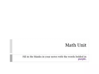 Math Unit