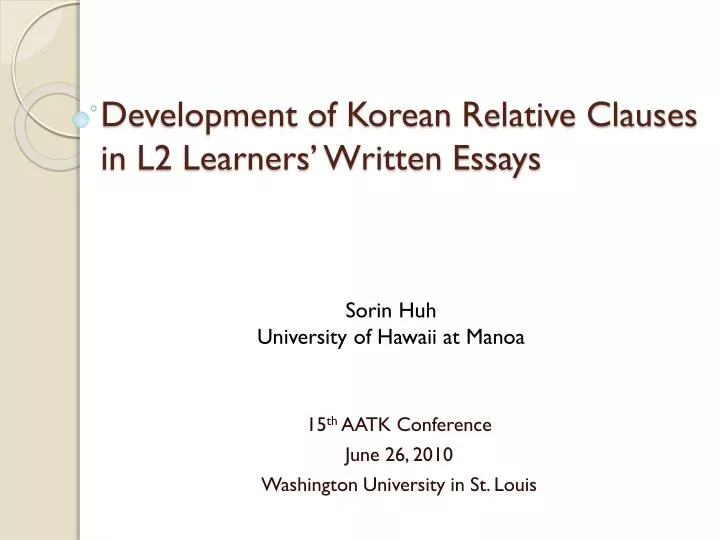 development of korean relative clauses in l2 learners written essays