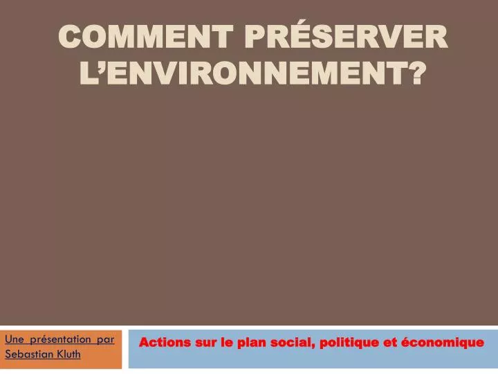 comment pr server l environnement