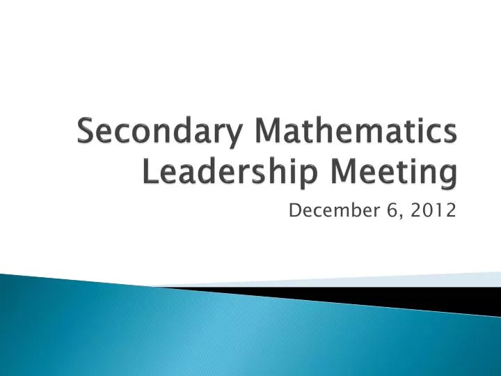secondary mathematics leadership meeting