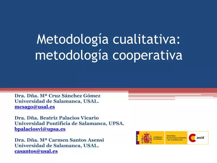 metodolog a cualitativa metodolog a cooperativa