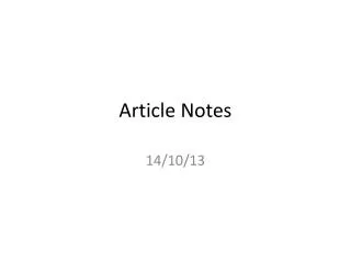 Article Notes