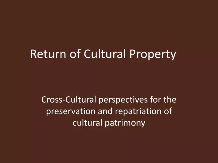 return of cultural property