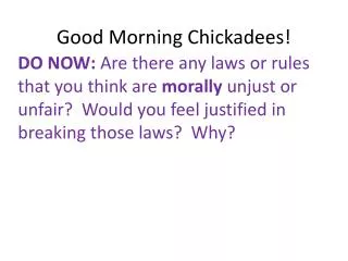 Good Morning Chickadees!