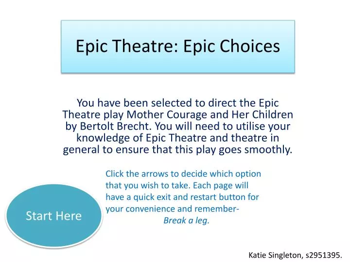epic theatre epic choices