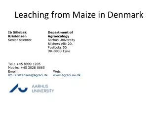 Leaching from Maize in Denmark