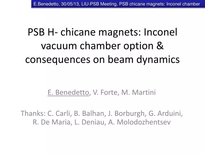 psb h chicane magnets inconel vacuum chamber option consequences on beam dynamics