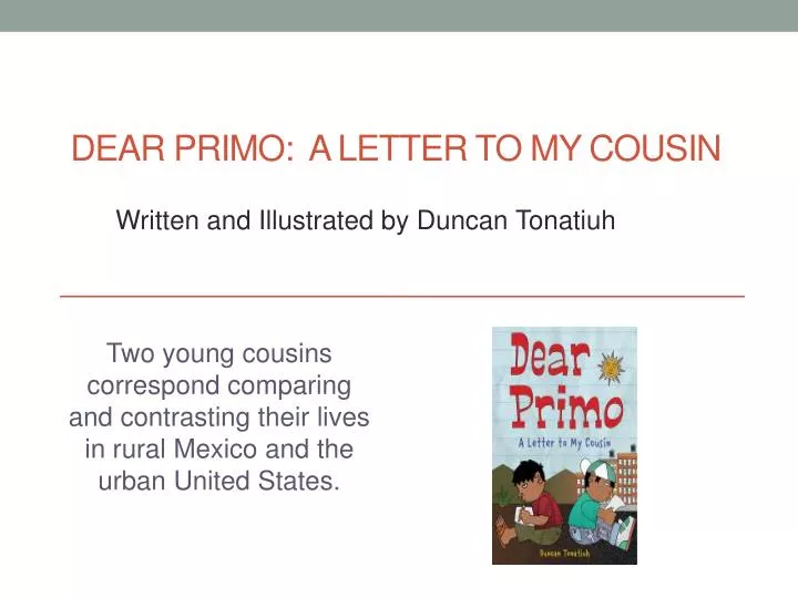 dear primo a letter to my cousin