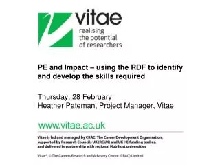 Vitae vision and aims