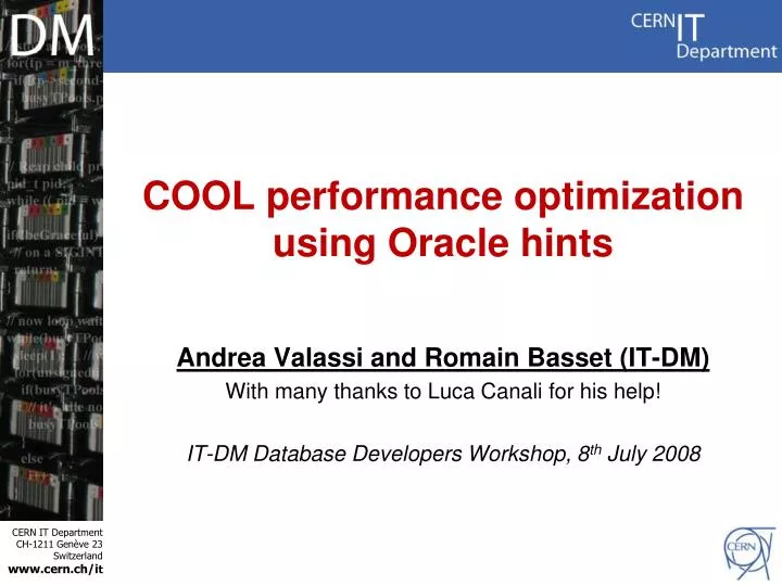 cool performance optimization using oracle hints