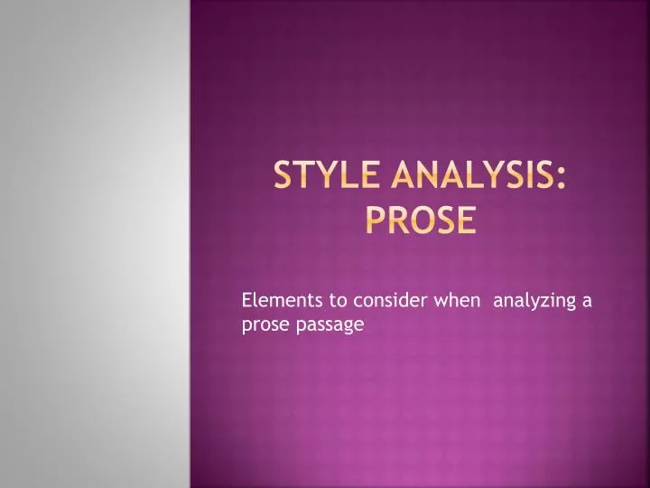 style analysis prose