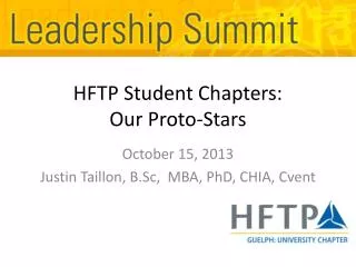 HFTP Student Chapters: Our Proto-Stars