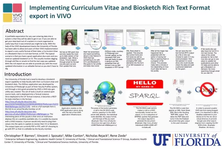 implementing curriculum vitae and biosketch rich text format export in vivo