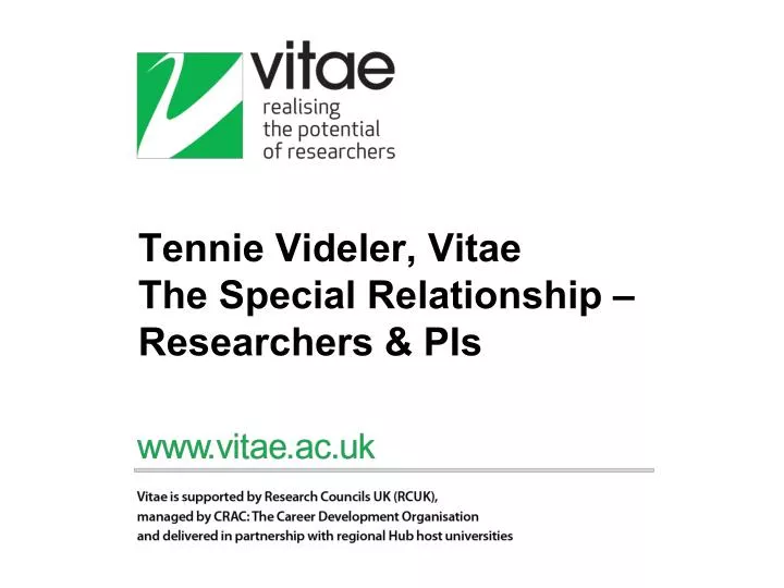 tennie videler vitae the special relationship researchers pis