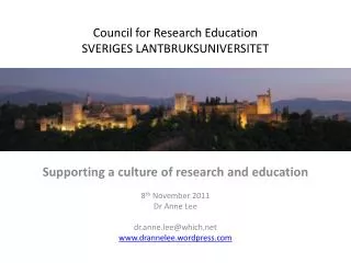 Council for Research Education SVERIGES LANTBRUKSUNIVERSITET