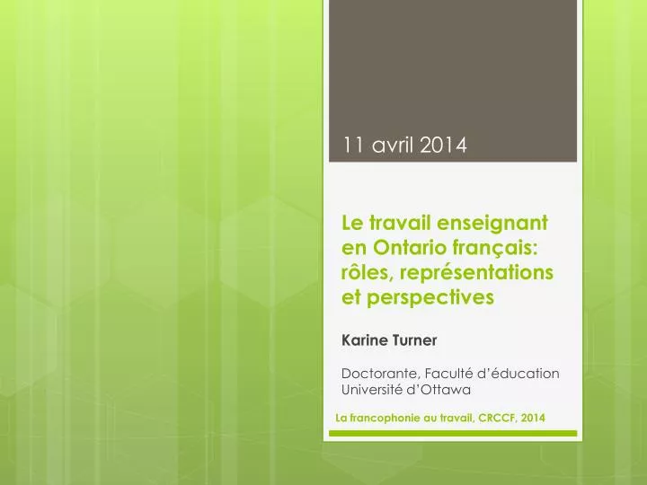 le travail enseignant en ontario fran ais r les repr sentations et perspectives