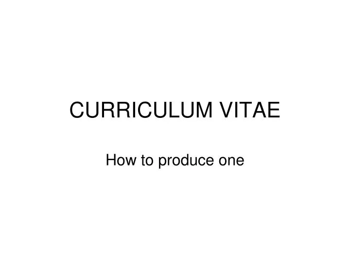 curriculum vitae