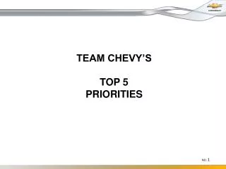 TEAM CHEVY’S TOP 5 PRIORITIES