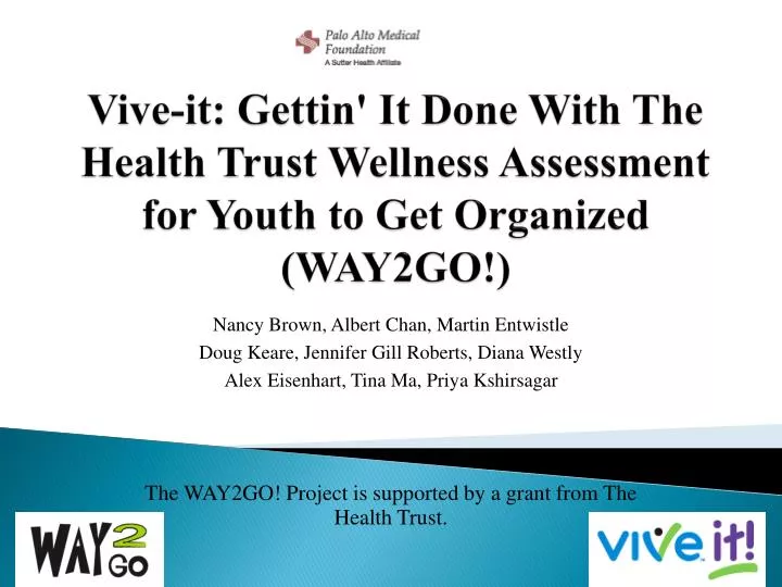 vive it gettin it done with the health trust wellness assessment for youth to get organized way2go
