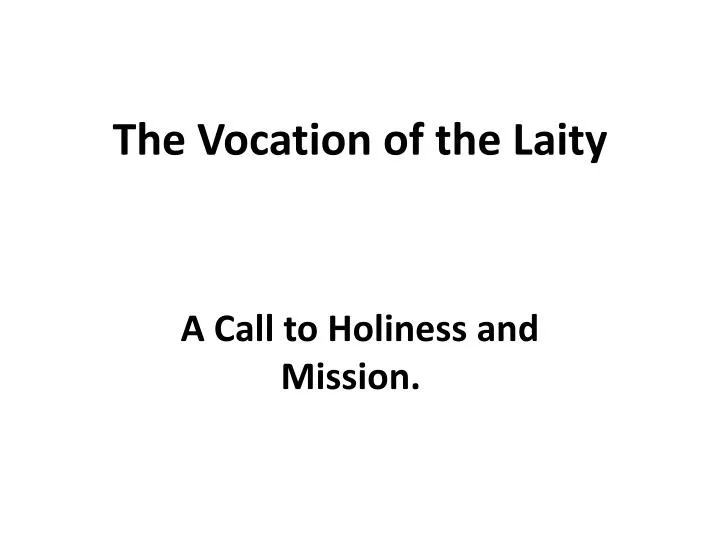 the vocation of the laity