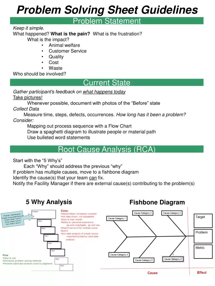 problem solving sheet example