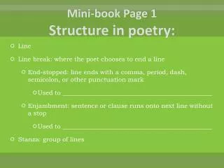 Mini-book Page 1 Structure in poetry: