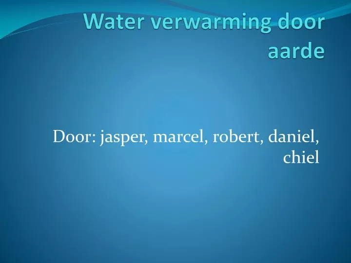 water verwarming door aarde