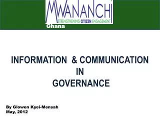 INFORMATION &amp; COMMUNICATION IN GOVERNANCE