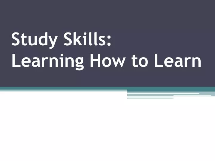 study skills learning how to learn