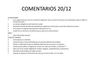 comentarios 20 12