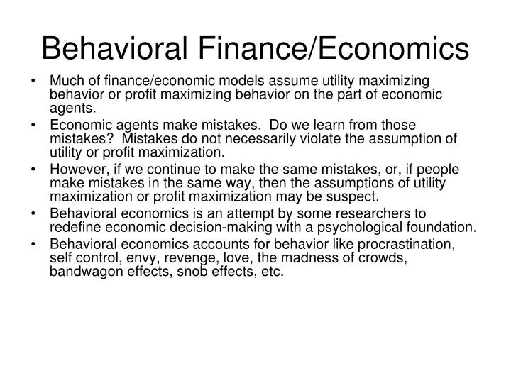 behavioral finance economics