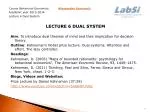 Understanding Dual Systems of Thought in Behavioral Economics - slide 1