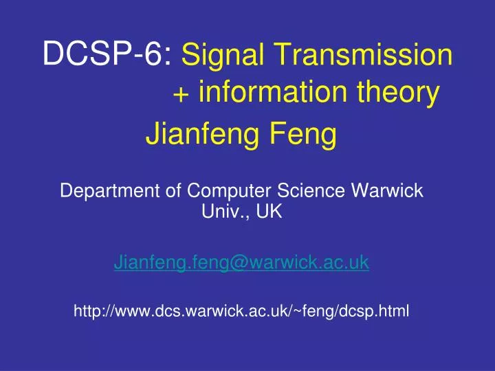 dcsp 6 signal transmission information theory