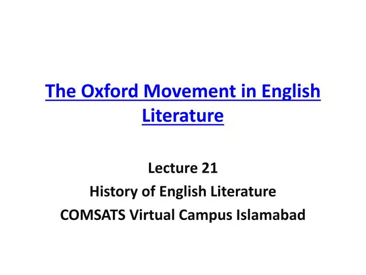 the oxford movement in english literature