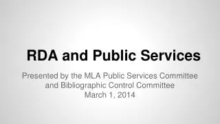 RDA and Public Services