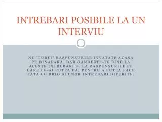 intrebari posibile la un interviu