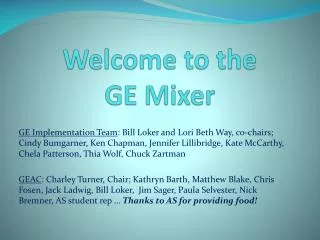 Welcome to the GE Mixer