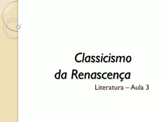 classicismo da renascen a
