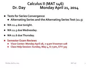 Calculus II (MAT 146) Dr. Day		Monday April 21, 2014
