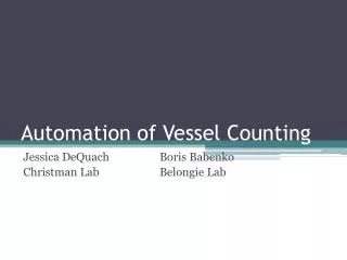 Automation of Vessel Counting