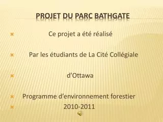 projet du parc bathgate