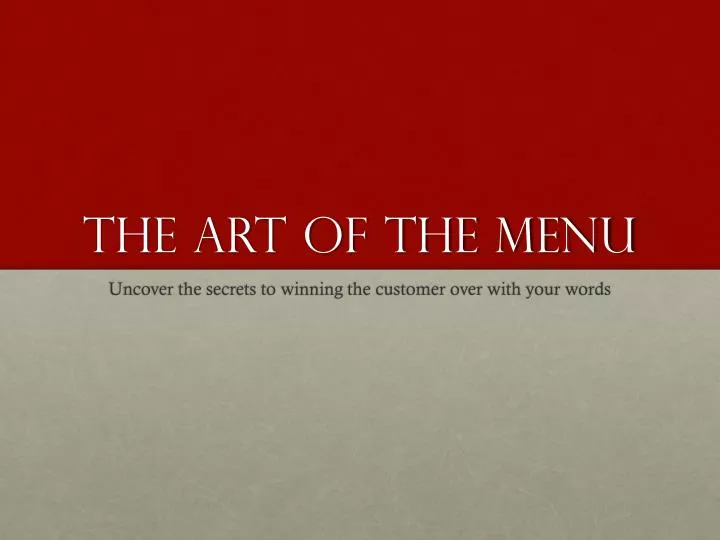 the art of the menu