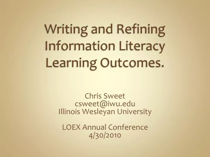 writing and refining information literacy learning outcomes
