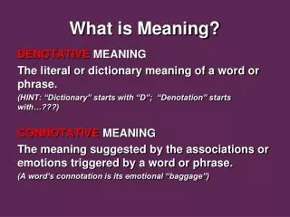 What is Meaning?