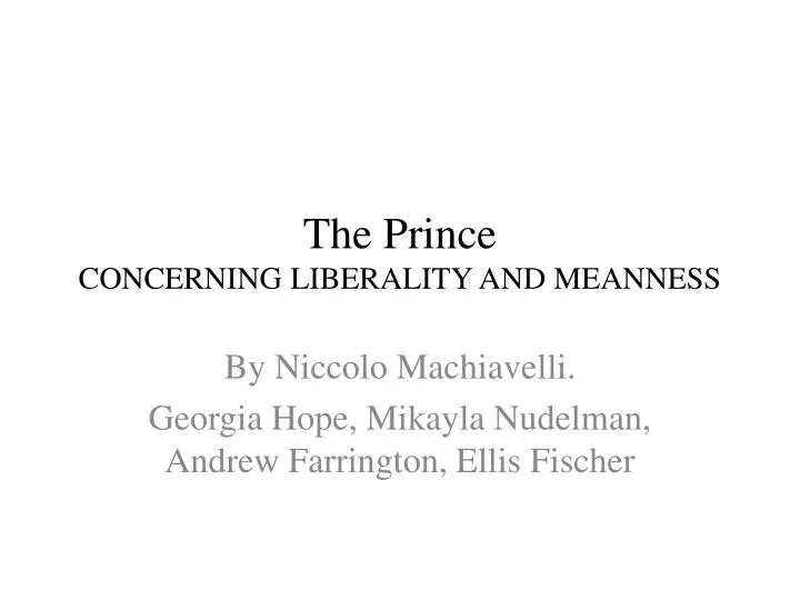 the prince concerning liberality and meanness