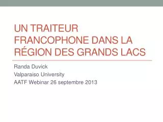 un traiteur francophone dans la r gion des grands lacs