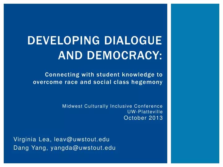 developing dialogue and democracy
